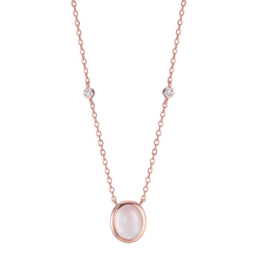 Collier Zilver Zirkonia 2 Steen Rosé Verguld Parelmoer 40-45 cm