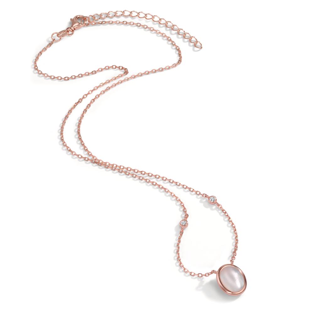 Collier Zilver Zirkonia 2 Steen Rosé Verguld Parelmoer 40-45 cm