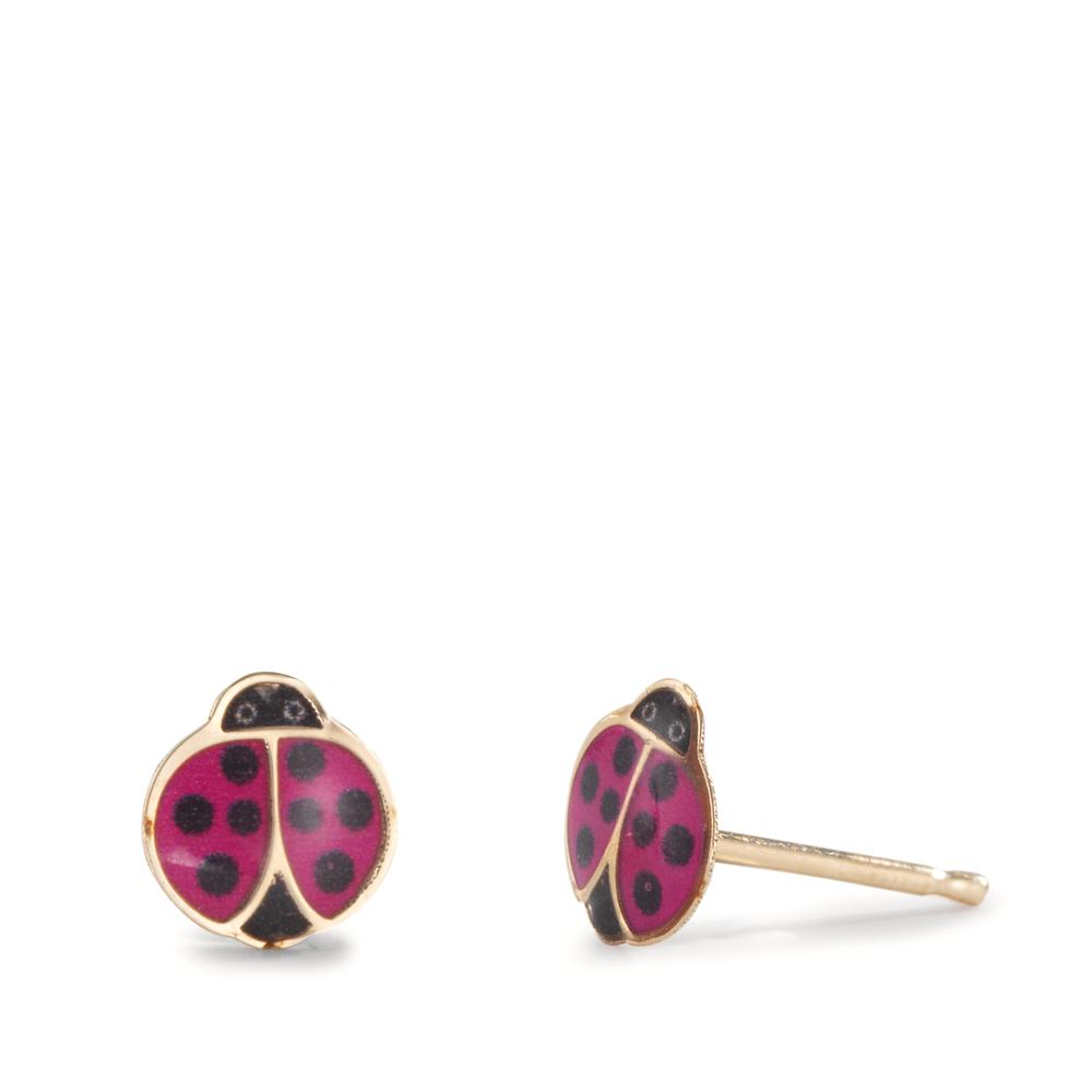 Clous d'oreilles Or jaune 9K Laqué Coccinelle Ø5.5 mm