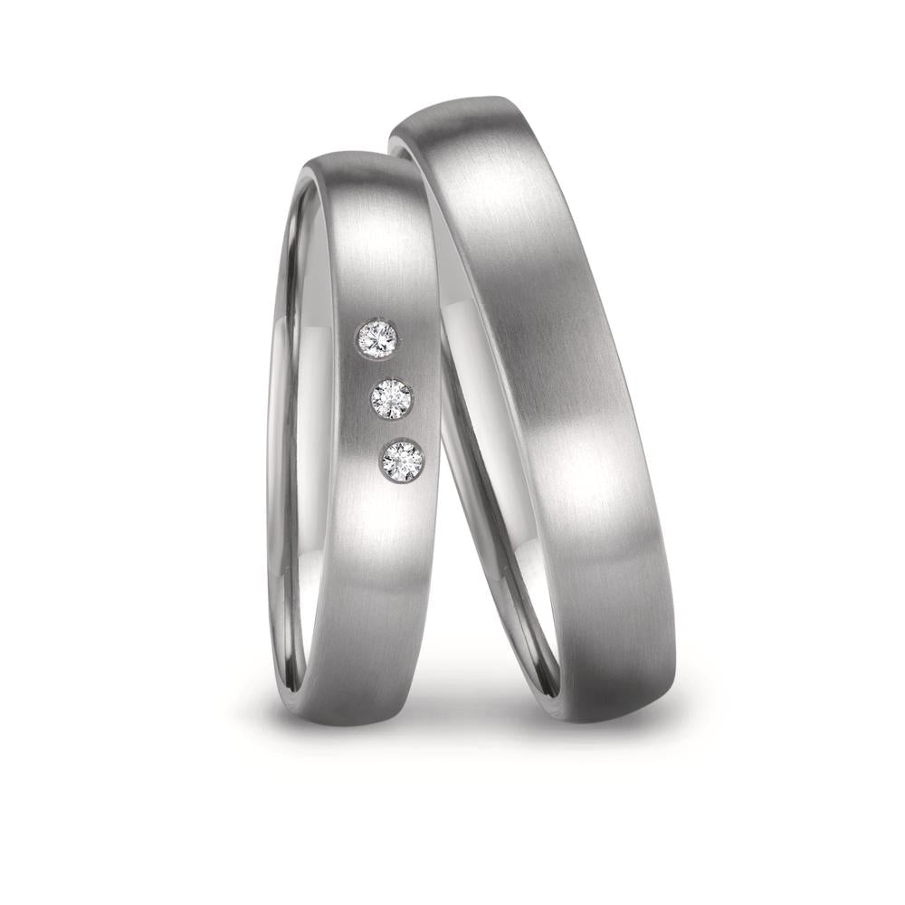 Partnerring Zirkonium Diamant 0.06 ct, 3 Steen, w-si