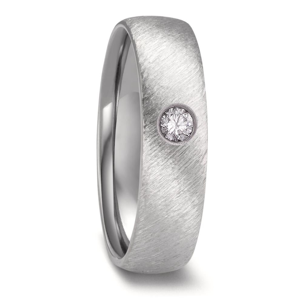 Partnerring aus Zirkonium mit Diamant 0.05 ct und diagonal mattierter Oberfläche