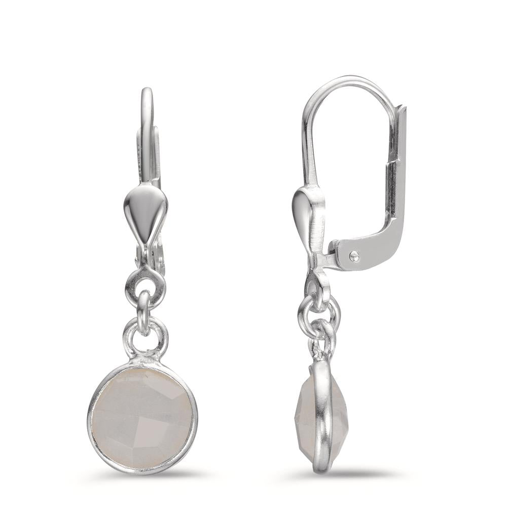 Pendant d'oreilles Argent Pierre de lune 2 Pierres Ø7 mm