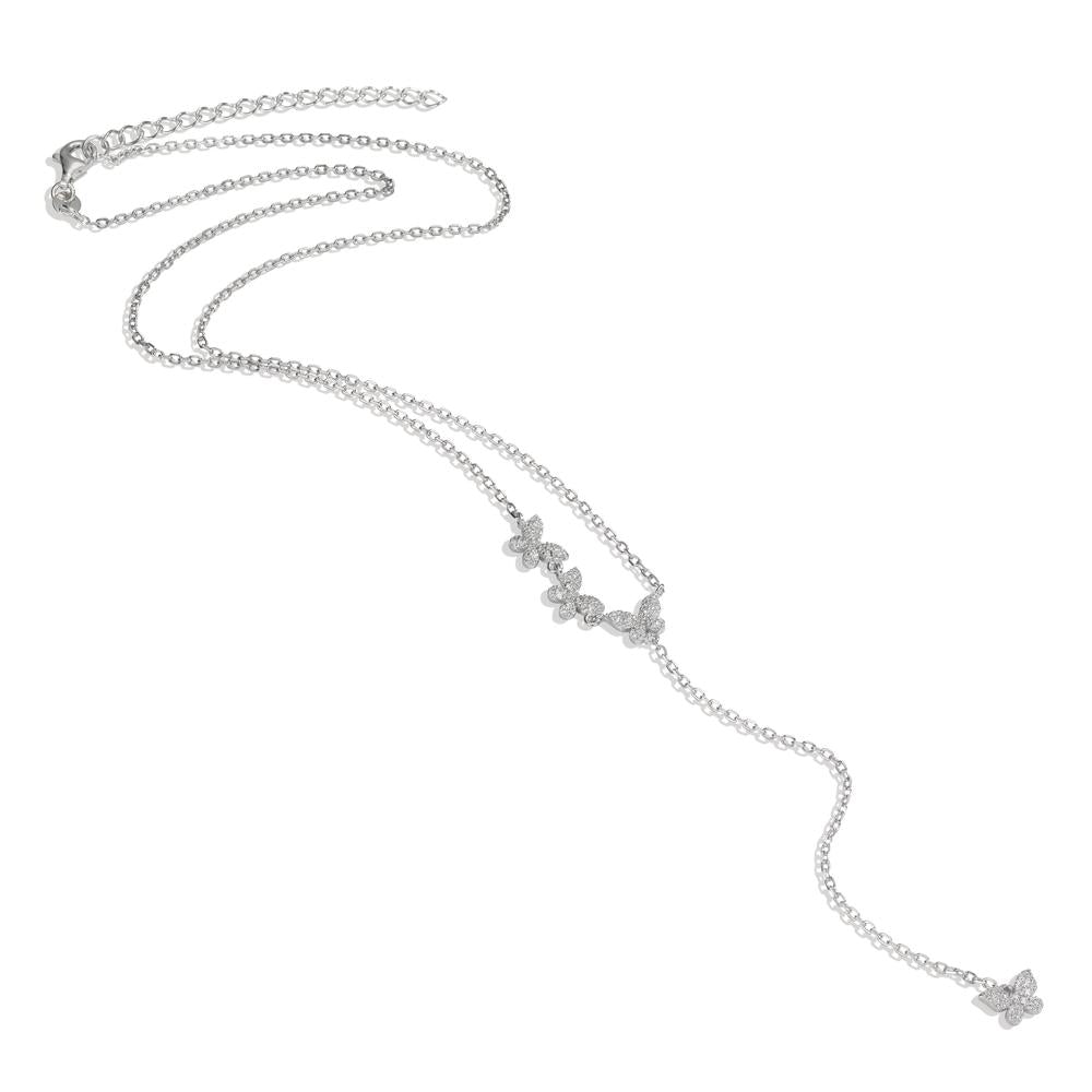 Collier Argent Zircone Rhodié Papillon 40-45 cm