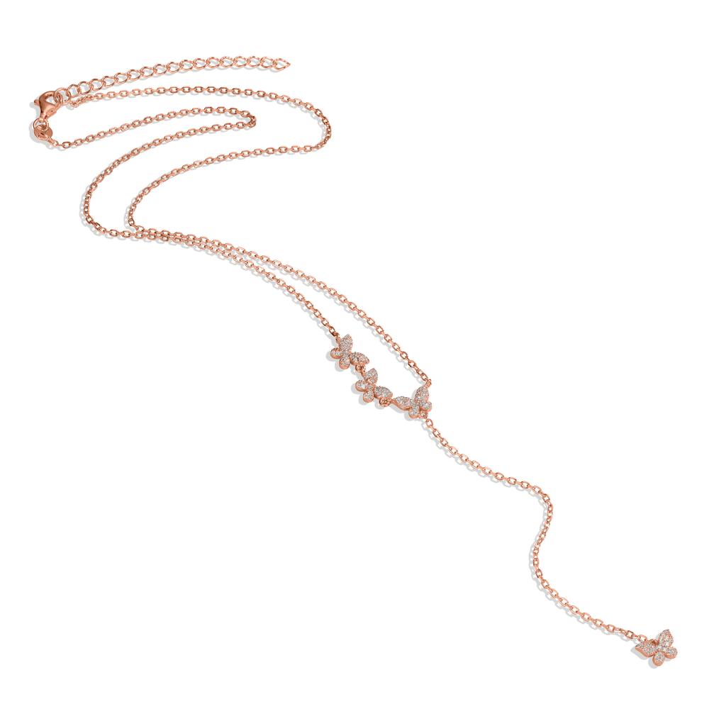 Collier Argent Zircone rosé Plaqué or Papillon 40-45 cm