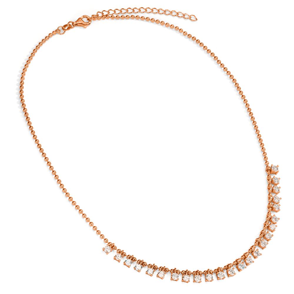 Collier Zilver Zirkonia 24 Steen Rosé Verguld 37-42 cm