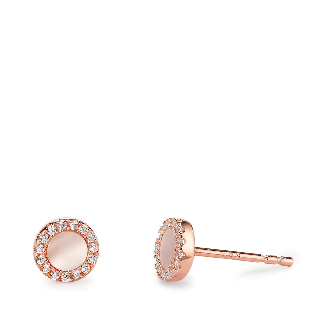 Clous d'oreilles Argent Zircone rosé Plaqué or nacre Ø6 mm