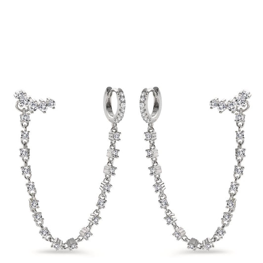 Boucles d'oreilles Argent Zircone blanc Rhodié