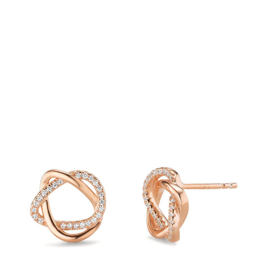 Clous d'oreilles Argent Zircone rosé Plaqué or Ø12 mm