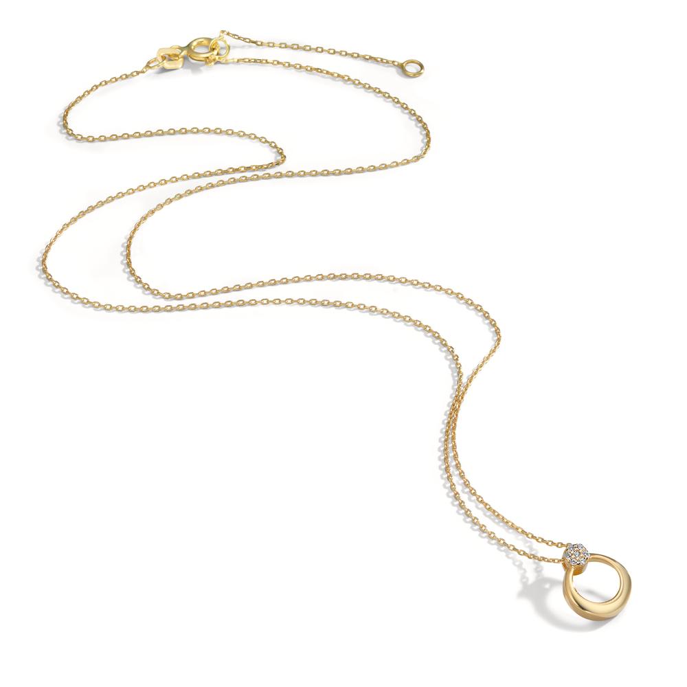 Collier Or jaune 14K Zircone 7 Pierres 42-45 cm Ø9 mm