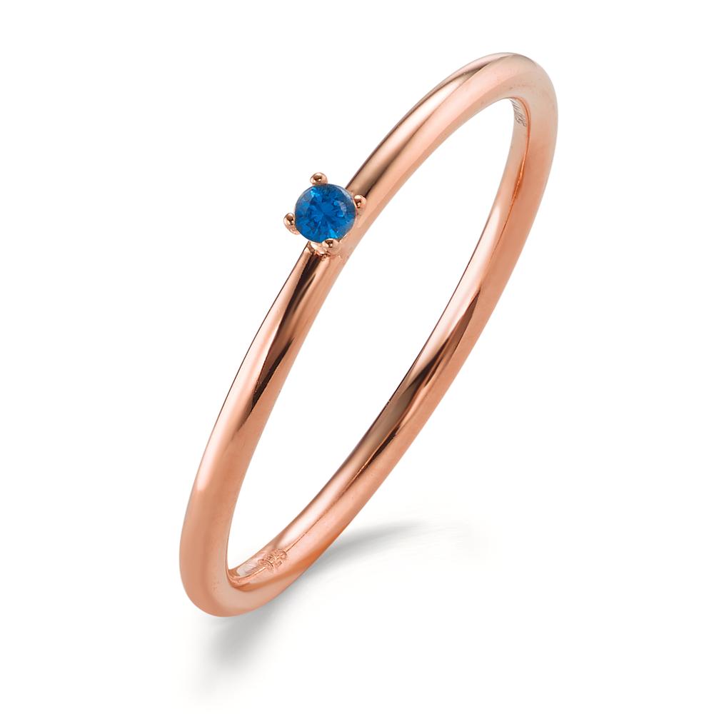 Beisteckring Silber Zirkonia blau, 2 mm rosé vergoldet