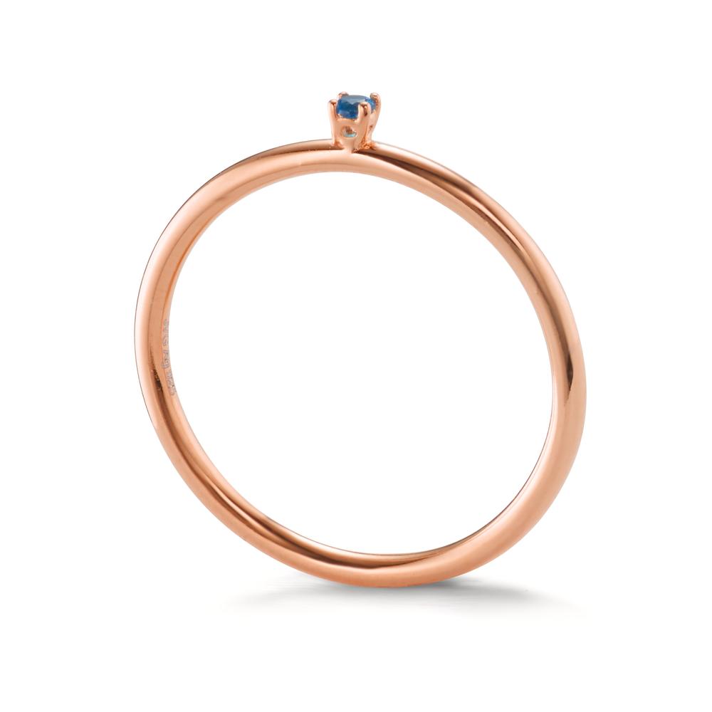 Beisteckring Silber Zirkonia blau, 2 mm rosé vergoldet