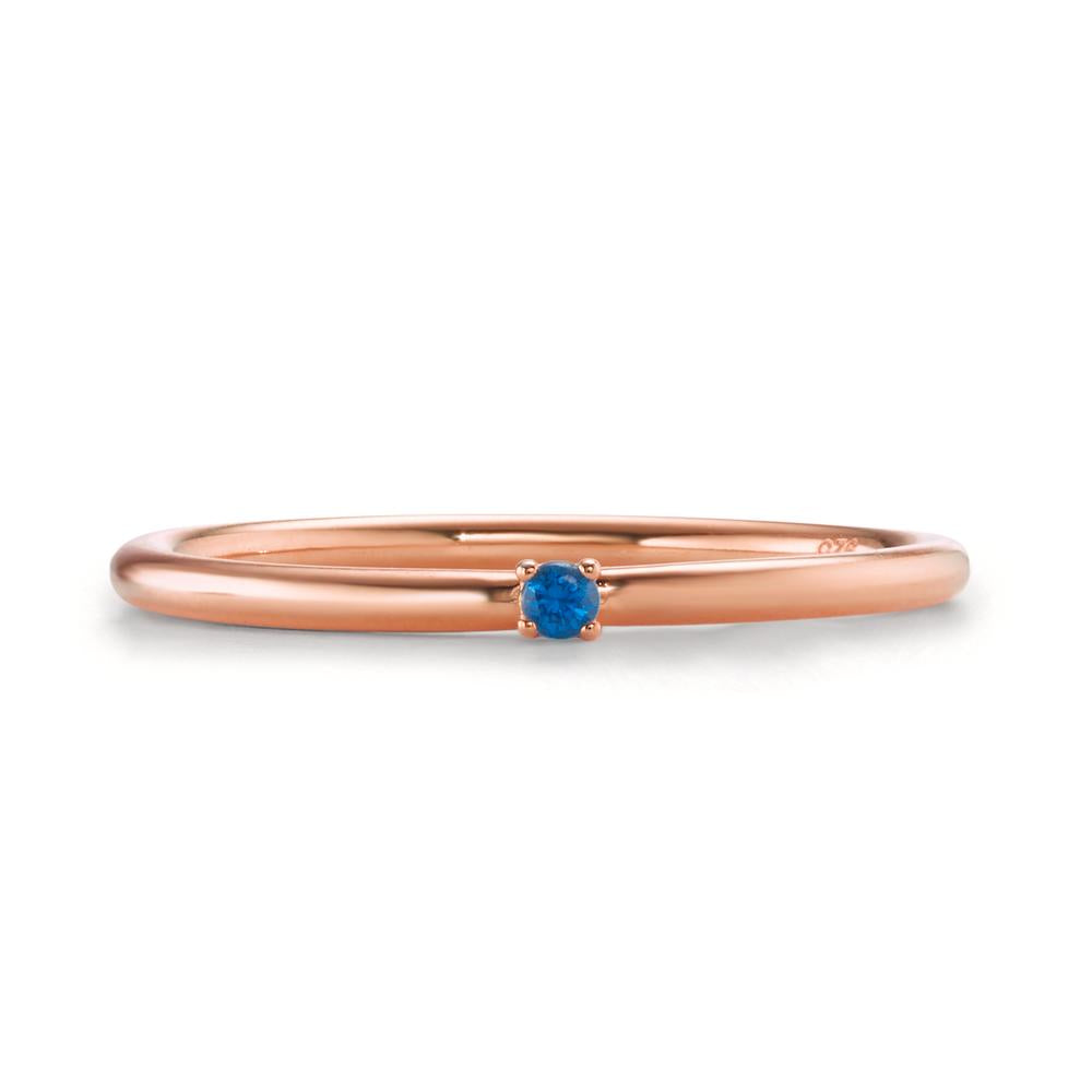 Beisteckring Silber Zirkonia blau, 2 mm rosé vergoldet