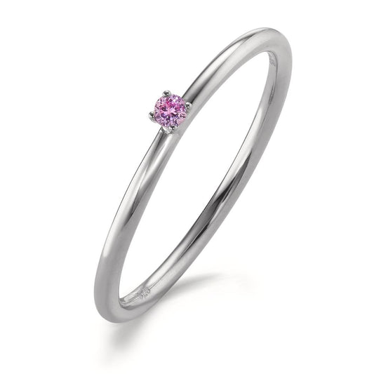 Beisteckring Silber Zirkonia pink, 2 mm rhodiniert