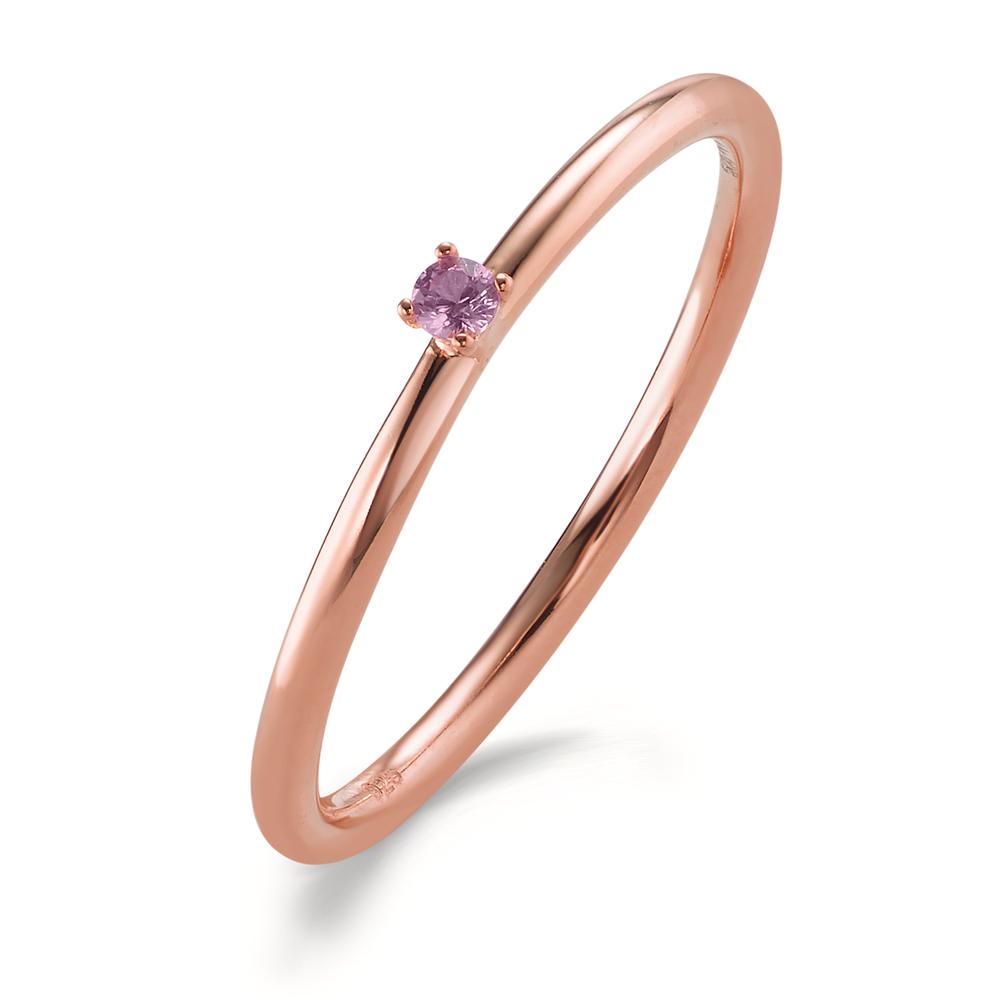 Beisteckring Silber Zirkonia pink, 2 mm rosé vergoldet