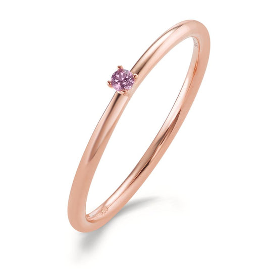 Aanschuifring Zilver Zirkonia roze, 2 mm Rosé Verguld