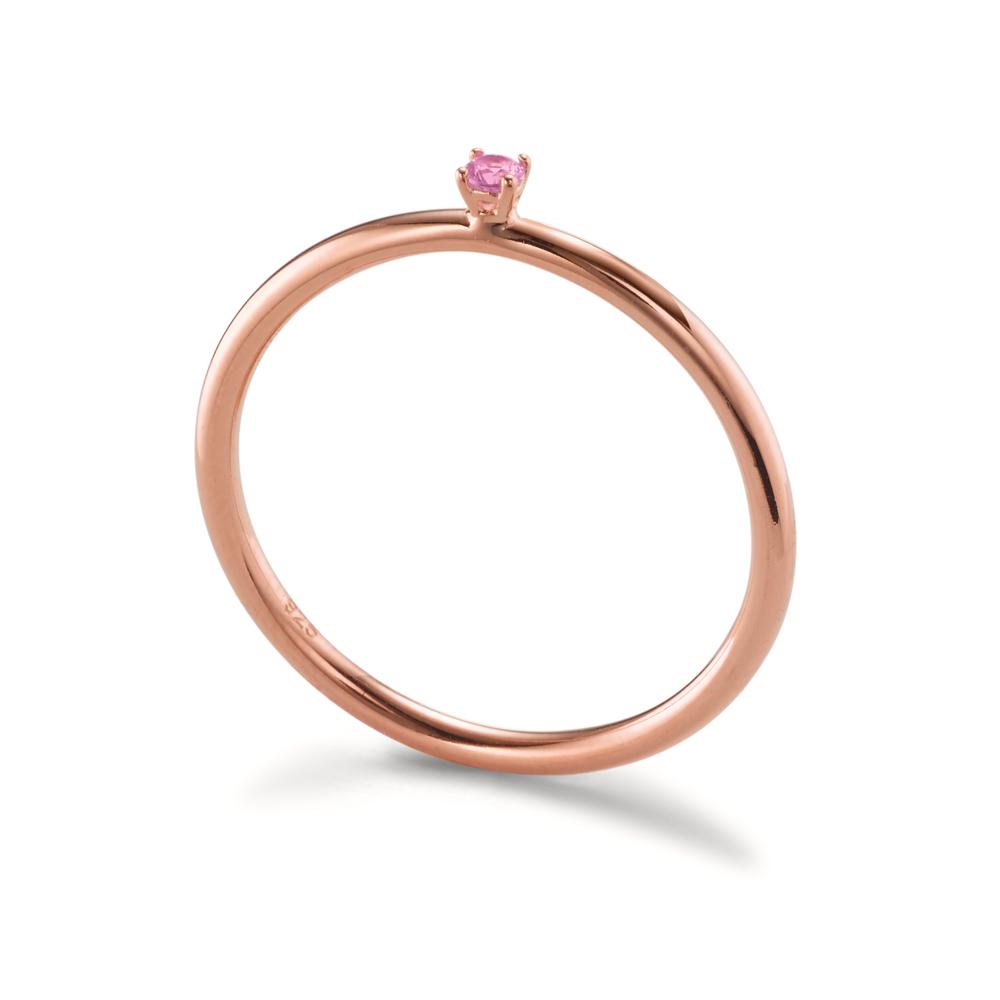 Aanschuifring Zilver Zirkonia roze, 2 mm Rosé Verguld