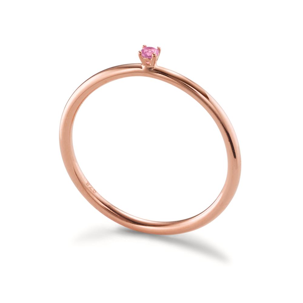 Aanschuifring Zilver Zirkonia roze, 2 mm Rosé Verguld