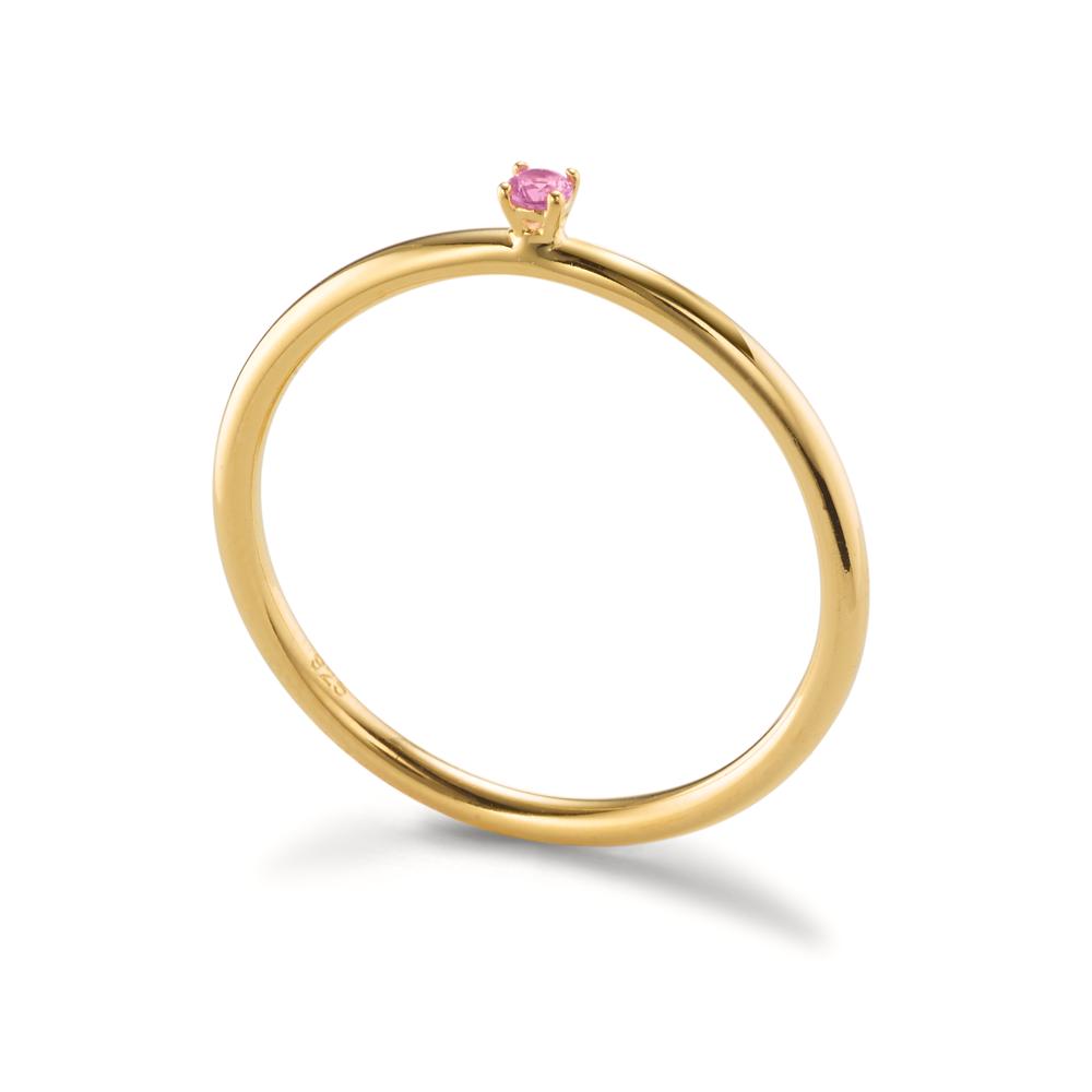 Beisteckring Silber Zirkonia pink, 2 mm gelb vergoldet