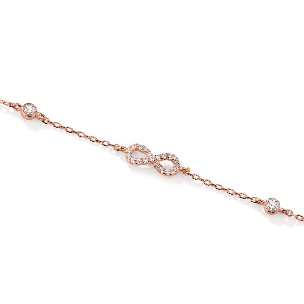 Bracelet Argent Zircone rosé Plaqué or Infini 16-19 cm