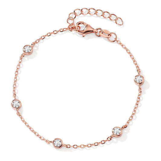 Armband Zilver Zirkonia 5 Steen Rosé Verguld 16-19 cm