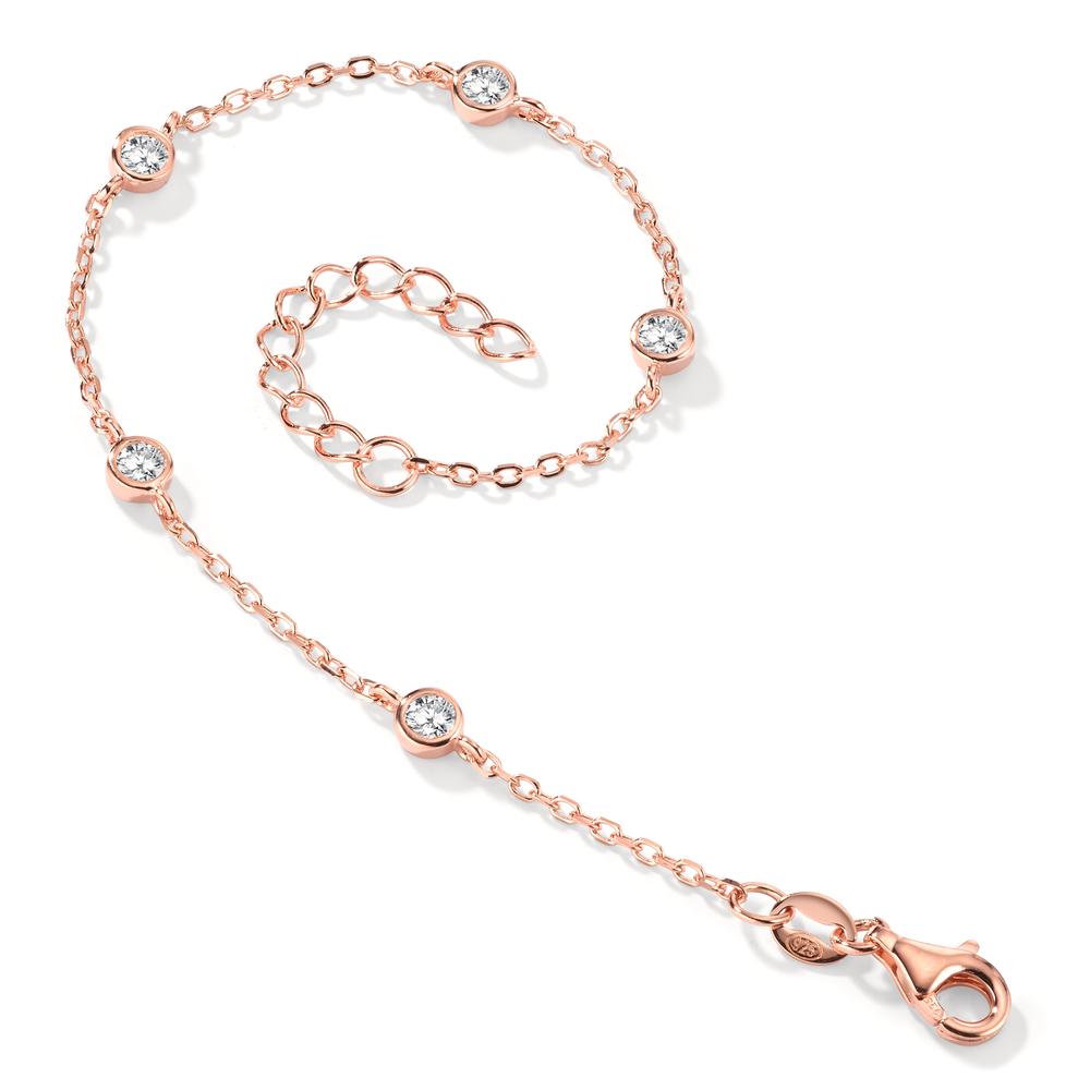 Armband Zilver Zirkonia 5 Steen Rosé Verguld 16-19 cm