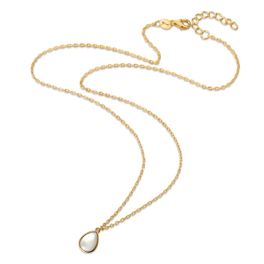 Collier Argent jaune Plaqué or nacre 40-45 cm Ø10 mm