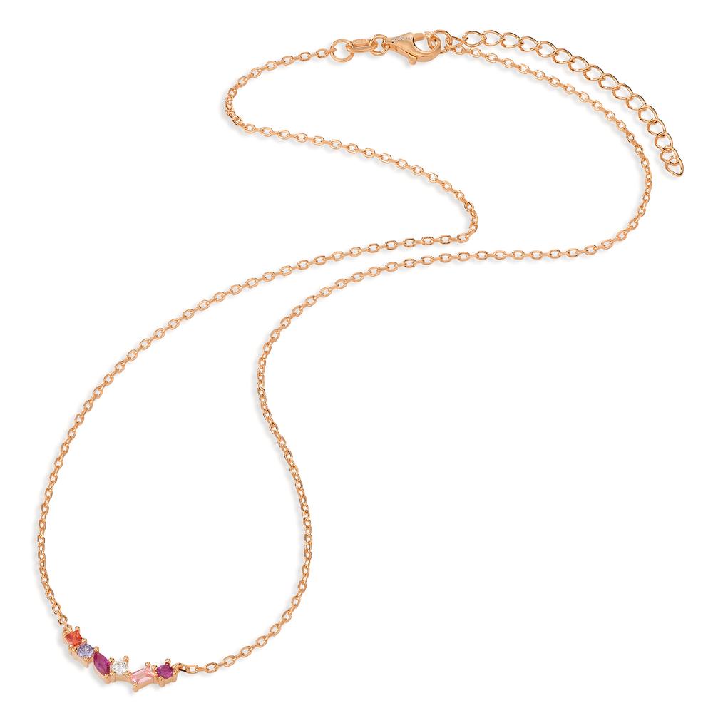 Collier Zilver Zirkonia 6 Steen Rosé Verguld 40-45 cm