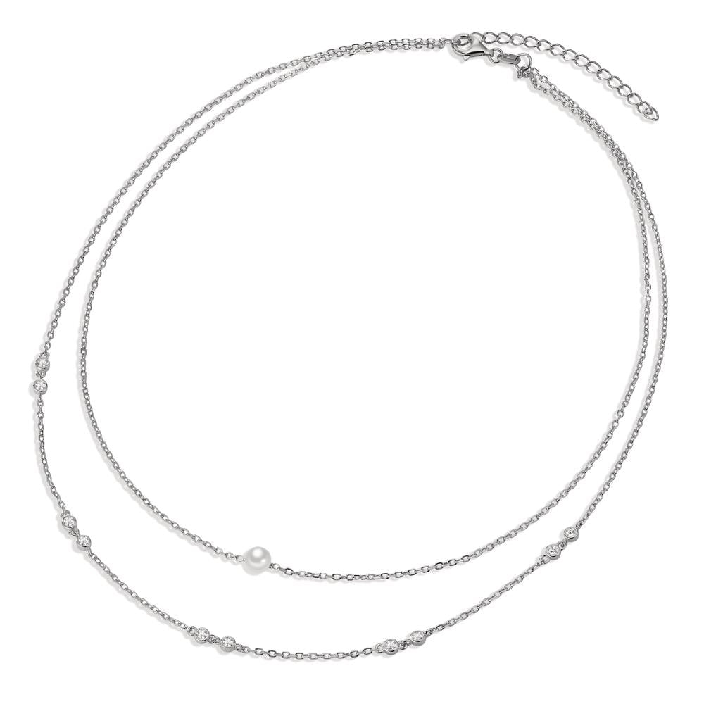 Collier Argent Zircone 10 Pierres Rhodié 40-45 cm