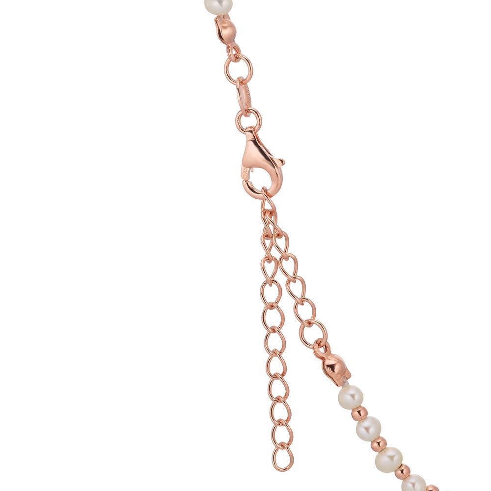 Collier Zilver Zirkonia Rosé Verguld zoetwater Parel 36-41 cm