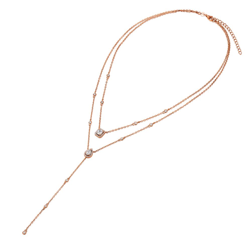 Collier Argent Zircone rosé Plaqué or 40-45 cm