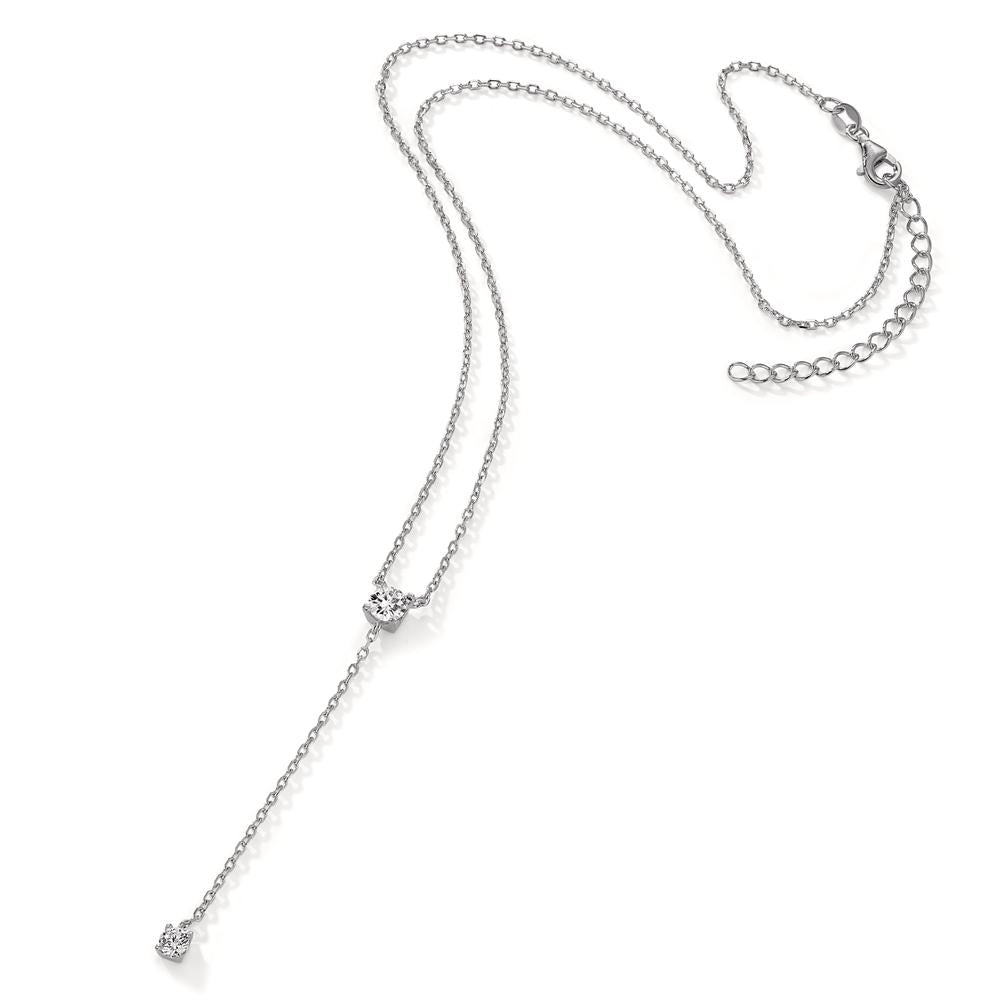 Collier Argent Zircone 2 Pierres Rhodié 40-45 cm