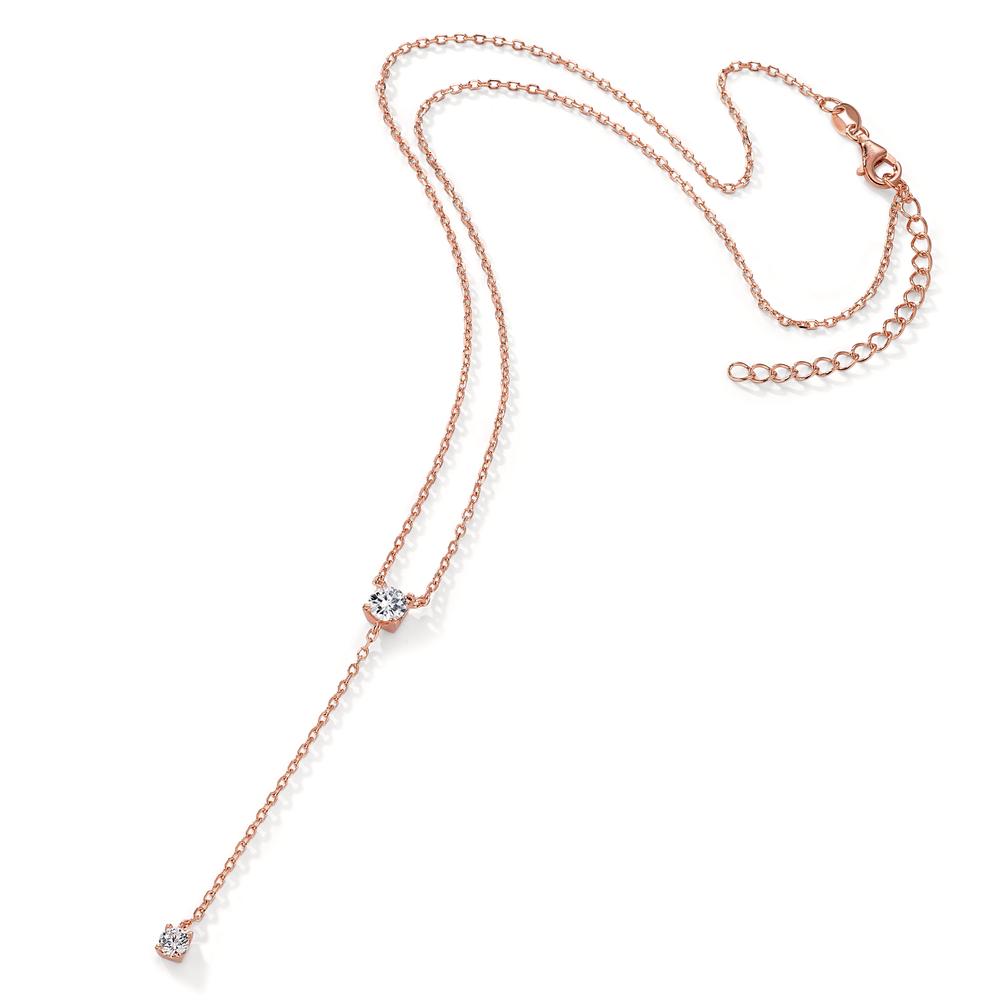 Collier Zilver Zirkonia 2 Steen Rosé Verguld 40-45 cm