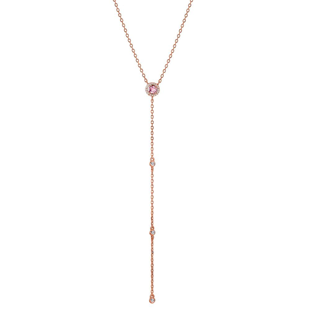 Collier Argent Zircone rosé Plaqué or 40-45 cm