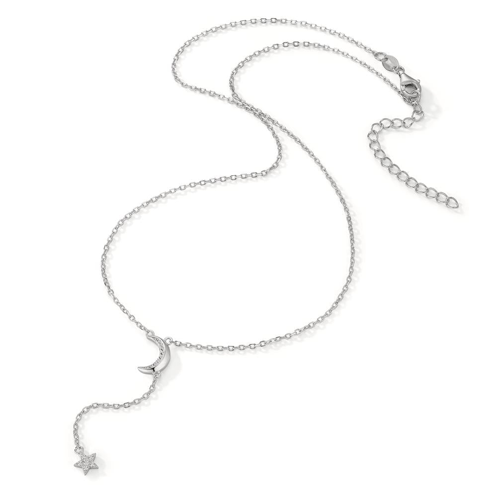 Collier Argent Zircone Rhodié Lune 40-45 cm