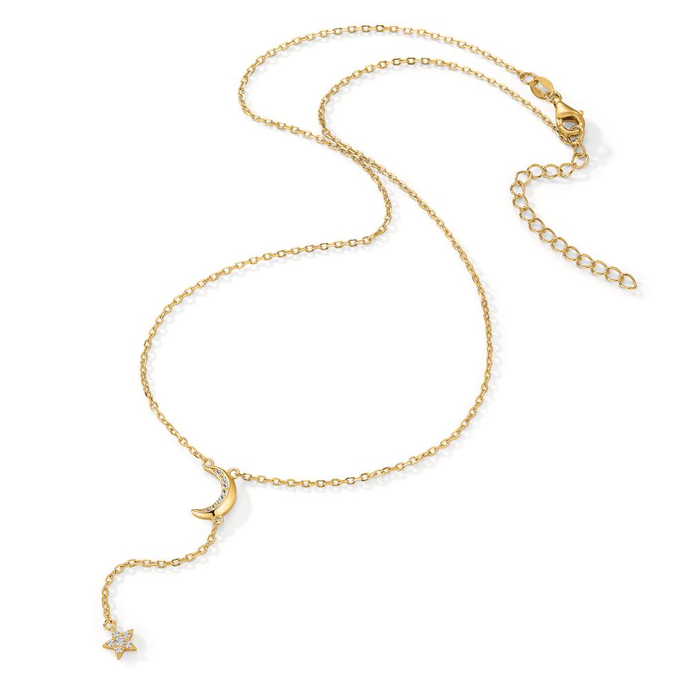 Collier Argent Zircone jaune Plaqué or Lune 40-45 cm