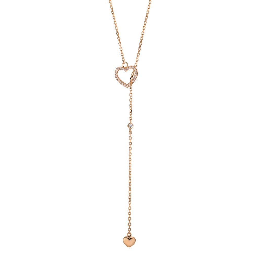 Collier Zilver Zirkonia Rosé Verguld Hart 40-45 cm