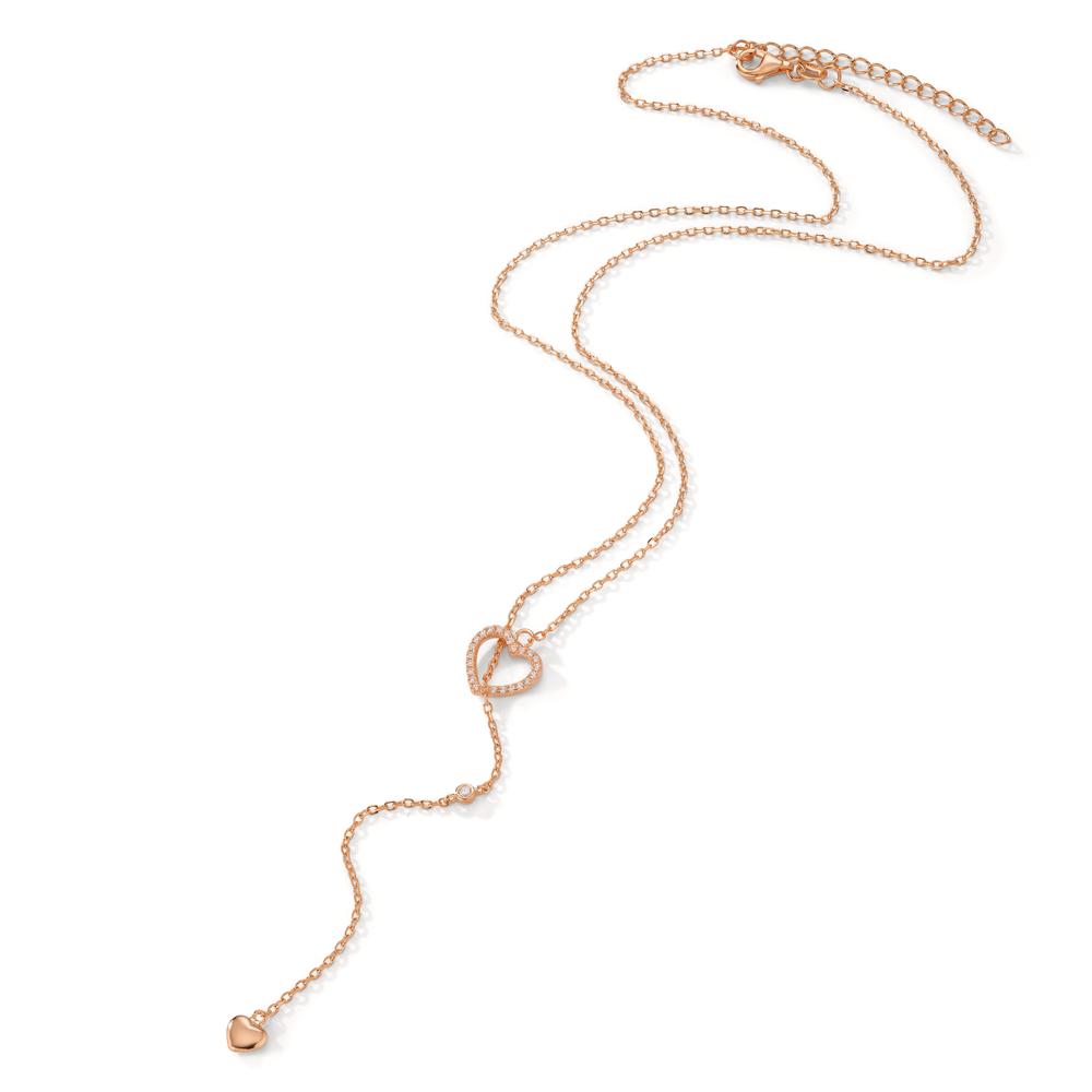 Collier Zilver Zirkonia Rosé Verguld Hart 40-45 cm