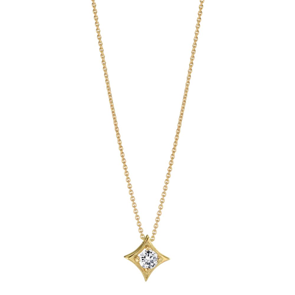 Chaînette avec pendentif Or jaune 18K Diamant 0.10 ct, w-si 40-42 cm