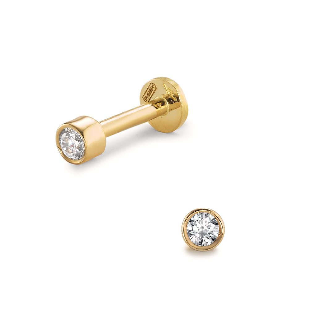 Piercing Or jaune 18K Zircone Ø3 mm