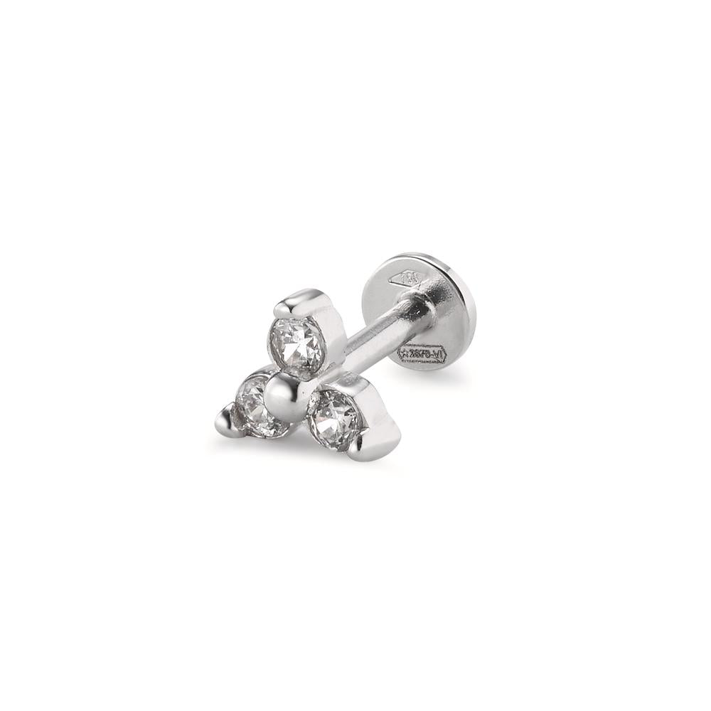 Piercing Or blanc 18K Zircone 3 Pierres Ø5.2 mm