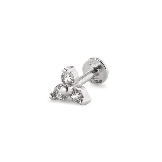 Piercing 750/18K krt witgoud Zirkonia 3 Steen Ø5.2 mm