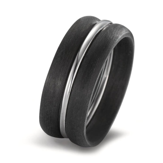 Ringset 750/18 K Weissgold, Carbon