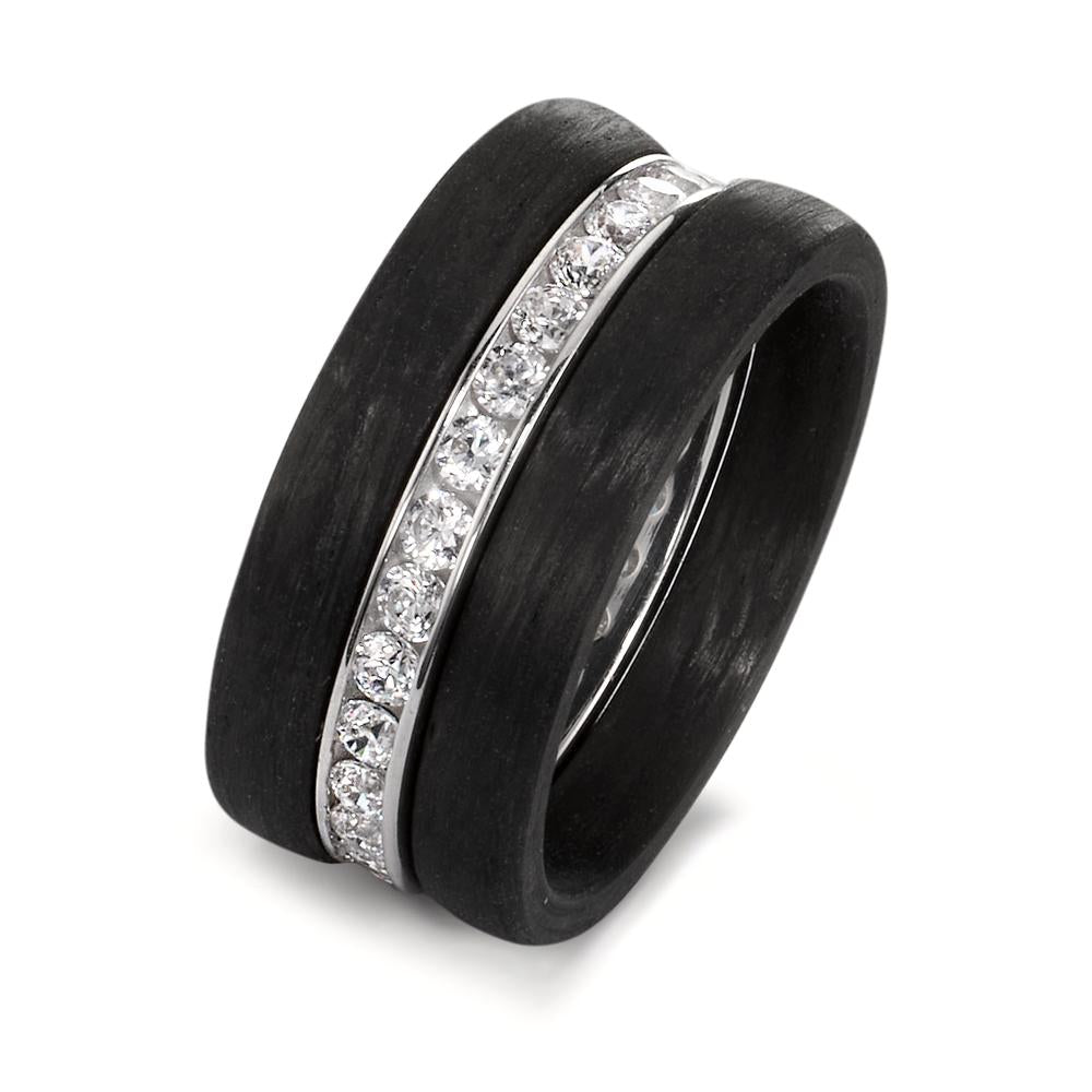 Ring set 750/18K witgoud, Carbon Zirkonia