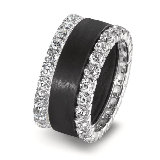 Ring set 750/18K krt witgoud, Carbon Zirkonia