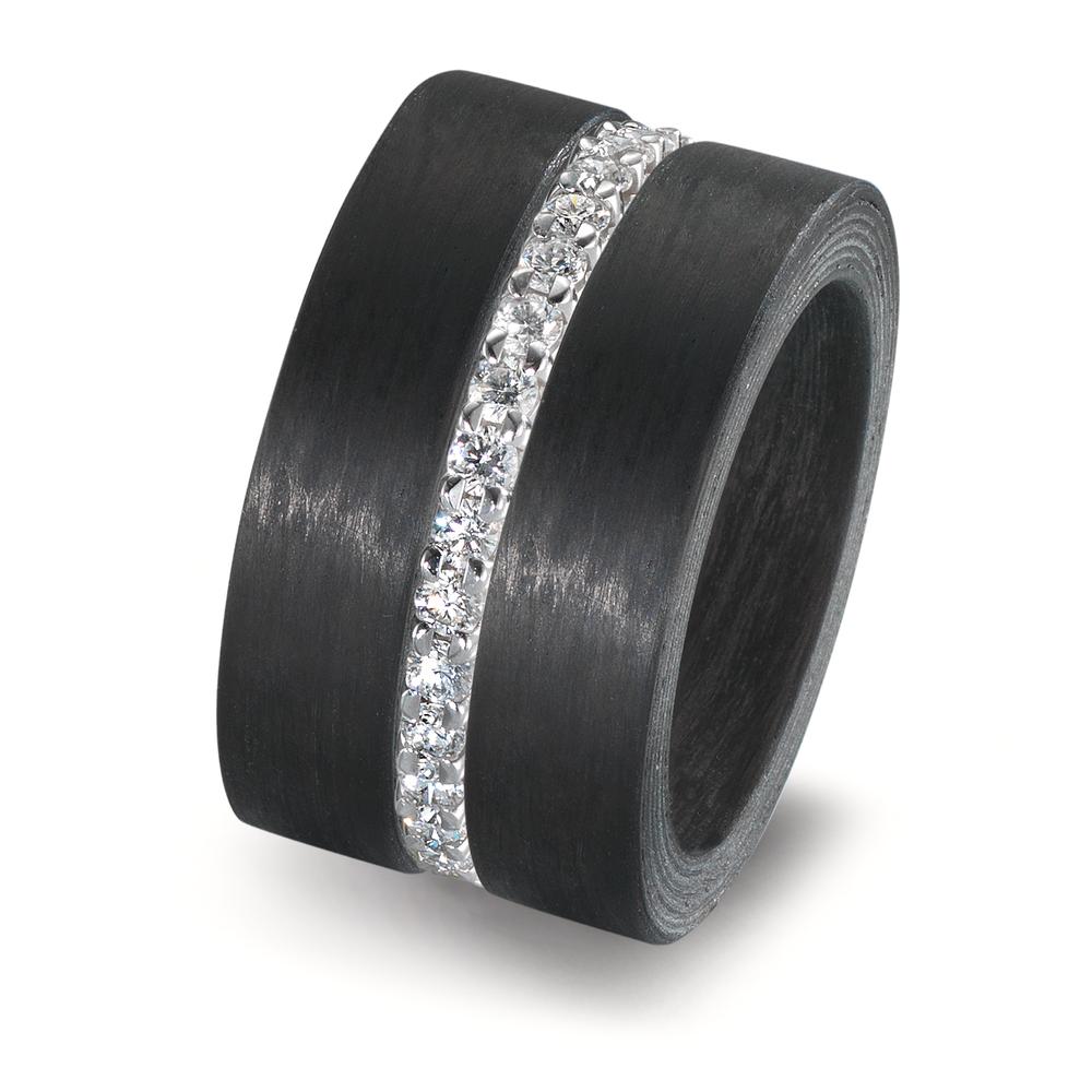 Ring set 750/18K krt witgoud, Carbon Zirkonia