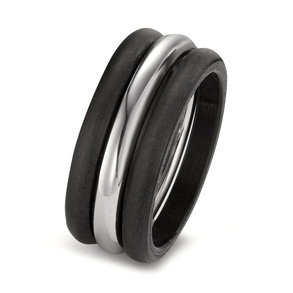 Ring set 750/18K krt witgoud, Carbon