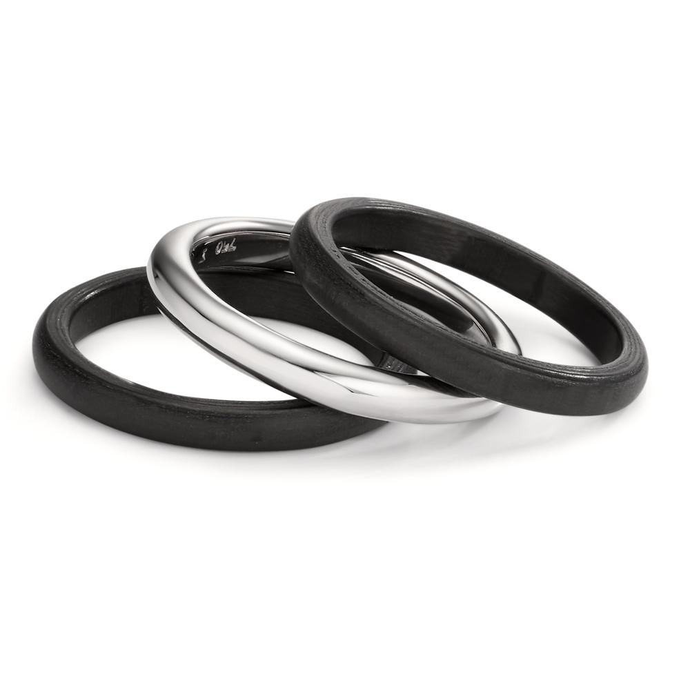 Ring set 750/18K krt witgoud, Carbon