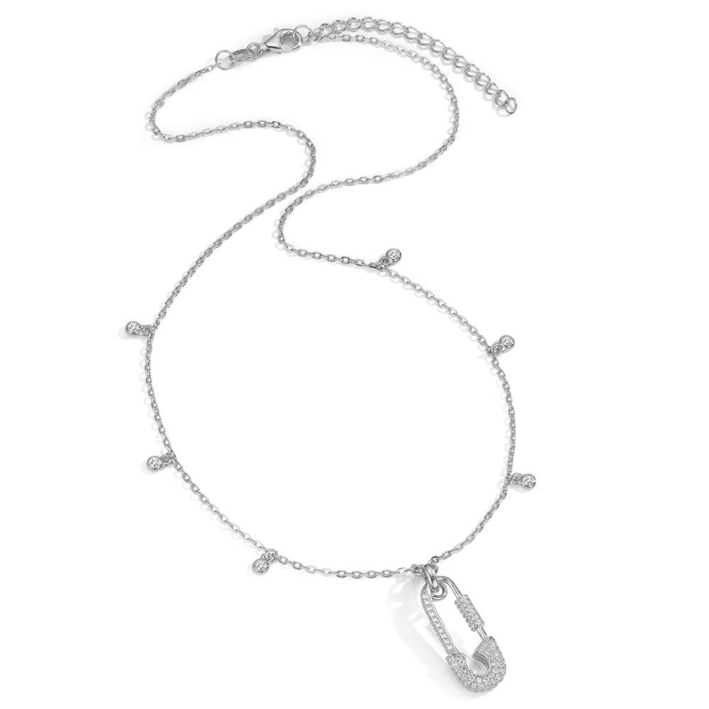 Collier Zilver Zirkonia Gerhodineerd Veiligheidsspeld 40-45 cm