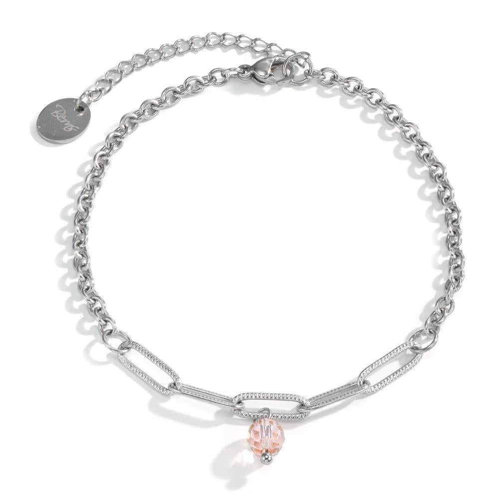 Bracelet Acier inoxydable Zircone rose 19-23.5 cm