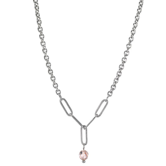 Collier Edelstahl Zirkonia rosa verstellbar